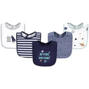 Hudson Baby Infant Boys Cotton Bibs, Space, One Size, White