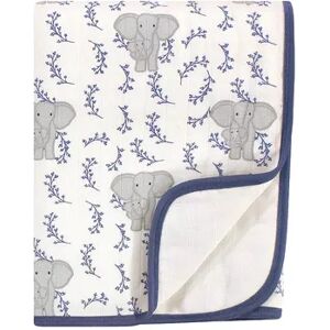 Touched by Nature Baby Organic Cotton Muslin Tranquility Blanket, Blue Elephant, One Size, Brt Blue