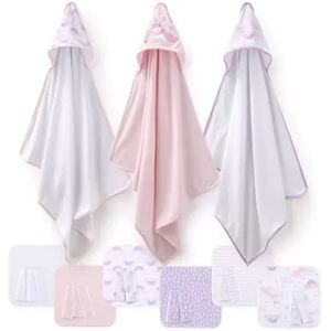 Baby Girl The Peanutshell Unicorn Rainbow 23 Piece Baby Bath Towel Set, Pink