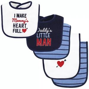 Hudson Baby Infant Boys Cotton Terry Bib and Burp Cloth Set, Daddys Little Man, One Size, Brt Blue