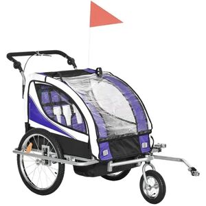 Aosom 2 in 1 Folding Child Bike Trailer and Baby Stroller with Safety Flag Light Reflectors and 5 Point Harness Green, Purple