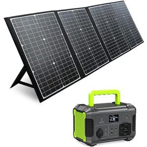 PAXCESS 120W Portable Solar Panel + Rockman Solar and Battery Powered Generator, Grey