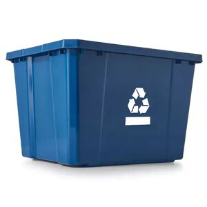Gracious Living Medium Sized Plastic Curbside 17 Gallon Home Recycling Bin, Blue
