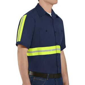 Men's Red Kap Enhanced Visibility Cotton Work Shirt, Size: XXL, Blue