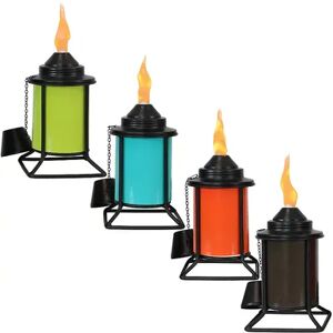 SUNNYDAZE DECOR Sunnydaze Metal Square Outdoor Tabletop Torches - Multi - Set of 4, Multicolor