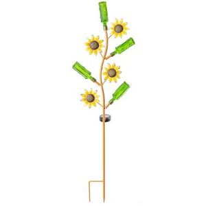 Crosslight Sunflower & Bottle Solar Stake Light, Multicolor