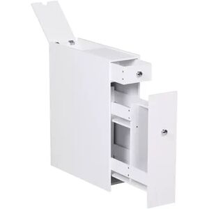 HOMCOM Bathroom Floor Organizer Free Standing Space Saving Narrow Storage Cabinet Bath Toilet Paper Holder with Drawers White