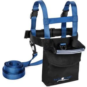 Lucky Bums Kids Ski Harness w/ Grip N' Guide Handle, 2 Leashes, Backpack, Navy, Brt Blue