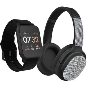 Kendall & Kylie Smart Watch & Bluetooth Headphone Set - Black/Black