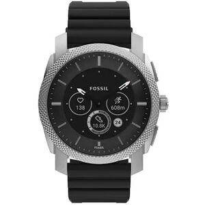 Fossil Men's Hybrid Black Leather Smart Watch, Large