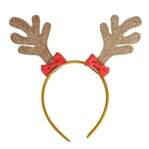 Unbranded Reindeer Antler Glitter Headband with Pink Bows, Multicolor