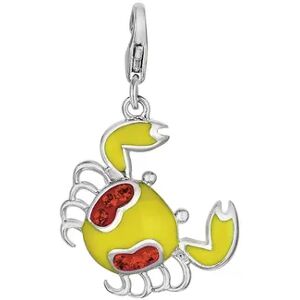 Unbranded Sterling Silver Crystal Crab Charm, Women's, Orange