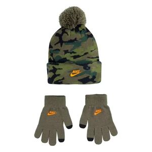 Boys 8-20 Nike Camo Pom Beanie & Texting Gloves Set, Med Green