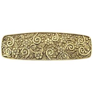 1928 Embossed Floral Pattern Hair Barrette, Yellow