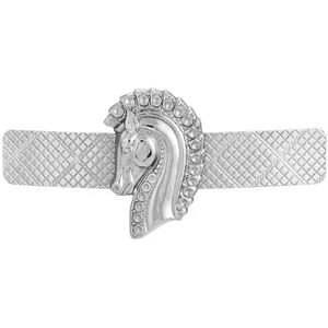 1928 Silver Tone Horse Head Hair Barrette, Grey