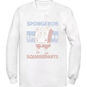 Licensed Character Men's Spongebob 1999 Retro Faded Portrait Logo Long Sleeve Tee, Size: Small, White