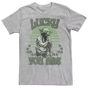 Licensed Character Men's Star Wars Yoda Vintage Lucky You Are Tee, Size: Large, Med Grey