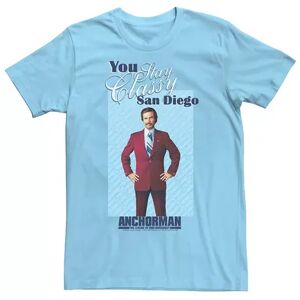 Licensed Character Men's Anchorman Ron Burgundy You Stay Classy San Diego Portrait Graphic Tee, Size: 3XL, Light Blue