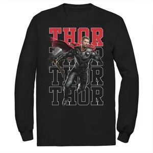 Men's Marvel Avengers Endgame Thor Pose Name Stack Long Sleeve Graphic Tee, Size: Small, Black