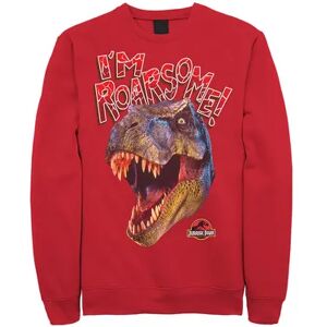 Licensed Character Men's Jurassic Park T-Rex Head I'm Roarsome Graphic Fleece Pullover, Size: XL, Red