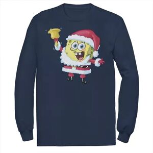 Licensed Character Men's SpongeBob SquarePants Santa Claus Sponge Christmas Long Sleeve Tee, Size: Small, Blue