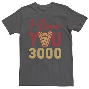 Marvel Men's Marvel Avengers Endgame Iron Man I Love You 3000 Red Yellow Logo Graphic Tee, Size: Small, Grey