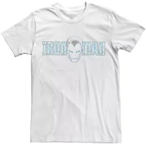 Men's Marvel Iron Man Face Sketch Block Text Portrait Graphic Tee, Size: Large, White