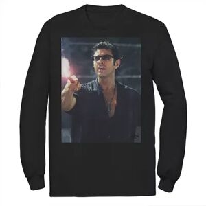 Licensed Character Men's Jurassic Park Ian Malcolm Road Flare Photo Long Sleeve Graphic Tee, Size: Large, Black
