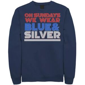 Licensed Character Men's On Sundays We Wear Blue And Silver Text Stack Graphic Fleece Pullover, Size: XXL