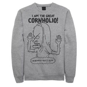 Licensed Character Men's Beavis and Butt-Head Great Cornholio Outlined Sketch Sweatshirt, Size: Large, Med Grey