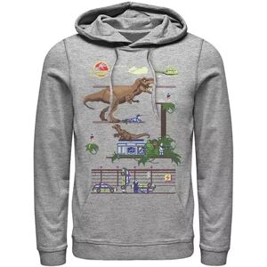 Licensed Character Men's Jurassic Park Digital Video Game Scene Graphic Pullover Hoodie, Size: Large, Med Grey