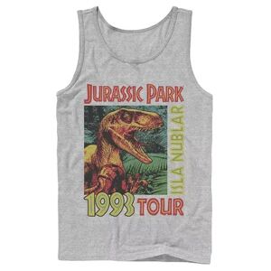 Licensed Character Men's Jurassic Park Isla Nublar 1993 Tour Poster Tank Top, Size: Medium, Med Grey