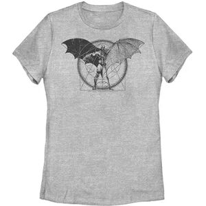 Licensed Character Juniors' DC Comics Batman Half Skeleton Sketched Poster Tee, Girl's, Size: XL, Grey