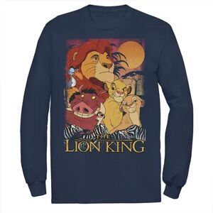 Men's Disney Lion King Happy Group Shot Sunset Vintage Poster Tee, Size: XXL, Blue