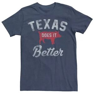 Licensed Character Men's Texas Pig Does It Better Text Tee, Size: 3XL, Med Blue