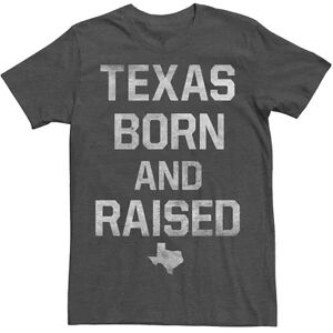 Licensed Character Men's Texas Born And Raised Faded Text Tee, Size: 3XL, Dark Grey