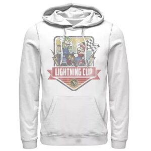 Licensed Character Men's Mario Kart Lightning Cup Faded Logo Hoodie, Size: XXL, White