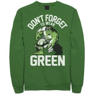 Licensed Character Men's Marvel Hulk Don't Forget Green St. Paddy's Sweatshirt, Size: Small, Brt Green