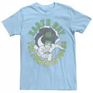 Licensed Character Men's Captain Planet and the Planateers Earth Day The Power Is Yours Tee, Size: Medium, Light Blue