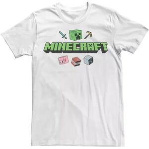 Licensed Character Men's Minecraft Creeper Face Sword TNT Peak Tool Tee, Size: XL, White