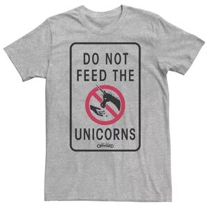 Licensed Character Big & Tall Disney / Pixar Onward Do Not Feed The Unicorns Sign Tee, Men's, Size: XXL Tall, Med Grey