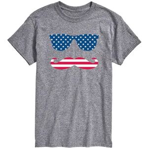 Licensed Character Men's Patriotic Mustache Glasses Tee, Size: XL, Med Grey