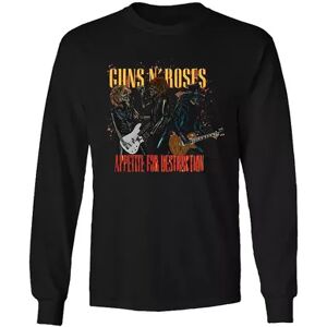 Licensed Character Men's Guns n' Roses Skeletons Long Sleeve Tee, Size: XL, Black