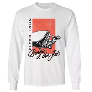Licensed Character Men's Elton John Bennie and Jets Long Sleeve Tee, Size: Small, White
