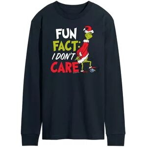 Licensed Character Men's Dr. Seuss Grinch Fun Fact Long Sleeve Tee, Size: XL, Blue