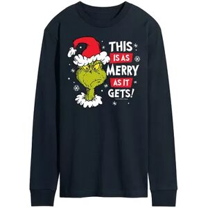 Licensed Character Men's Dr. Seuss Grinch This Is As Merry As It Gets Long Sleeve Tee, Size: Small, Blue