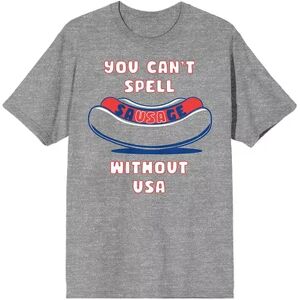 Licensed Character Men's Americana You Can't Spell Sausage without USA Tee, Size: XXL, Grey