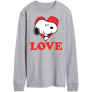 Licensed Character Men's Peanuts Love Snoopy Long Sleeve Tee, Size: XL, Med Grey