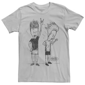 Licensed Character Men's Beavis And Butthead Rock Out Sketch Tee, Size: Small, Silver