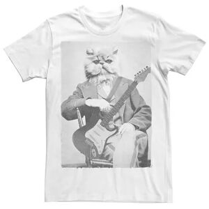 Licensed Character Men's Cat Vintage Guitar Photo Graphic Tee, Size: 3XL, White